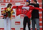 Kim Kirchen dans le maillot du classement  points aprs la deuxime tape du Tour de Suisse 2008
